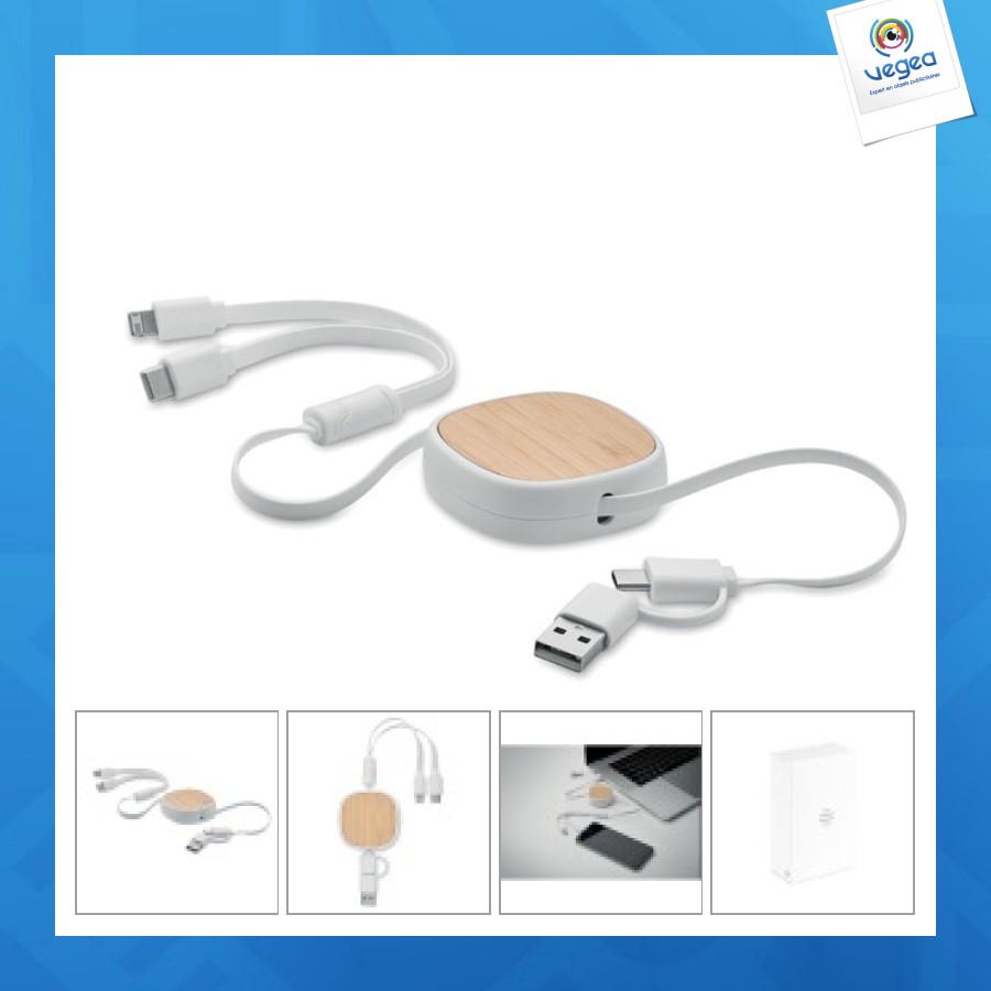 Cable de carga personalizable usb retráctil