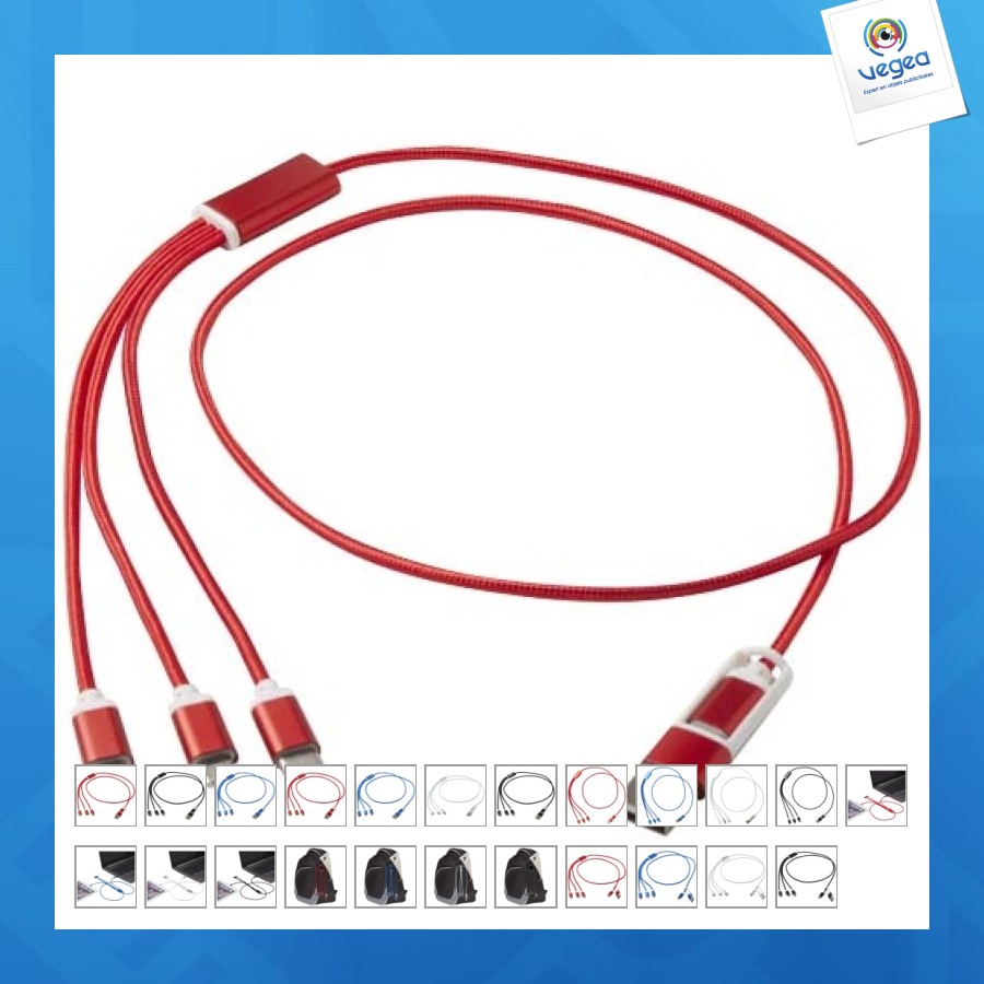 Câble de charge de promoción 5-1 versatile en aluminium recyclé