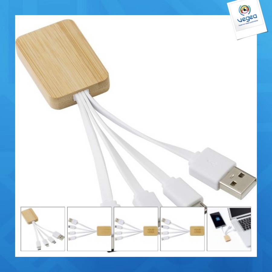 Câble de charge de promoción en bambou