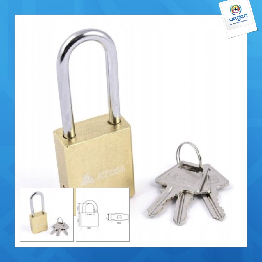 Cadenas personalizable atomisé bruni de 40mm