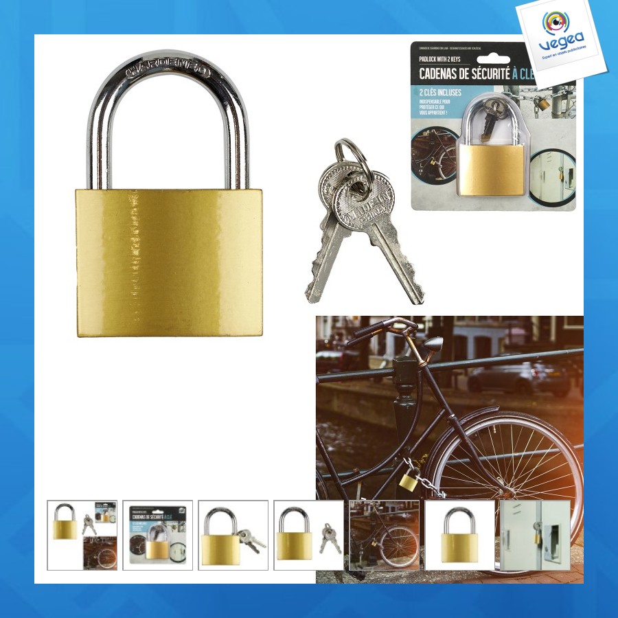 Cadenas personalizable de sécurité à clé h8.6cm