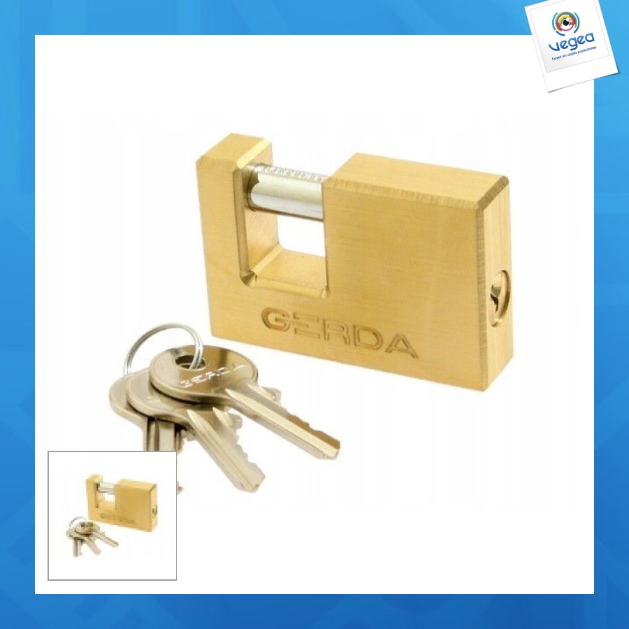 Cadenas personalizable en laiton avec bâton gerda 65mm