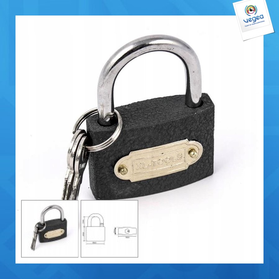 Cadenas personalizable universel en fonte trempée de 40mm, noir