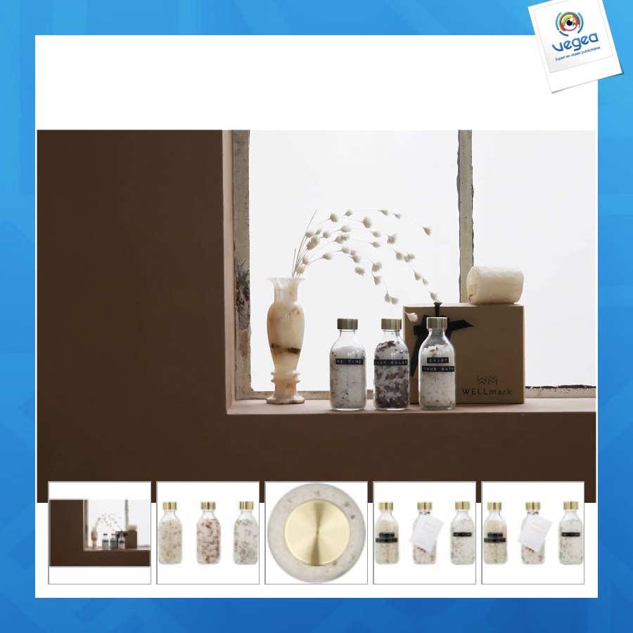 Caja de regalo con sal de baño de promoción wellmark just relax con 3 piezas de 200 ml