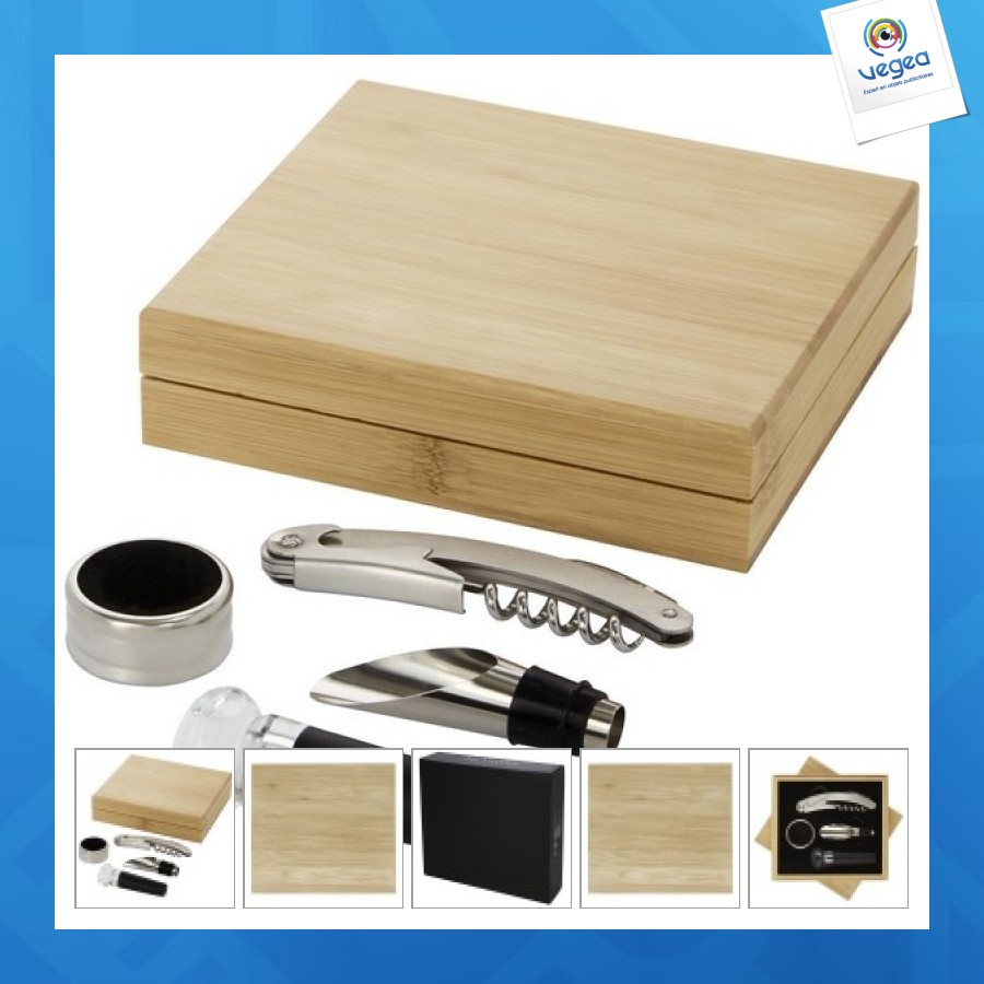 Caja de vino de bambú 4 piezas