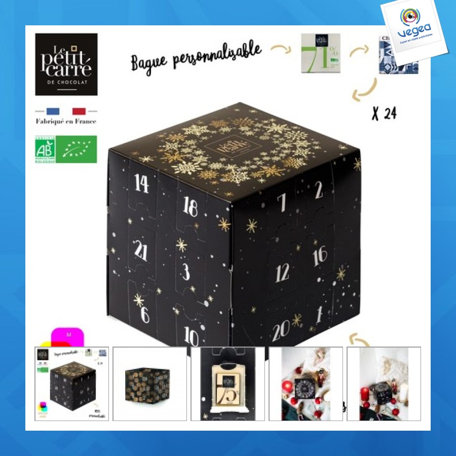 Calendrier de l'avent personnalisable cubique avec bagues personnalisées