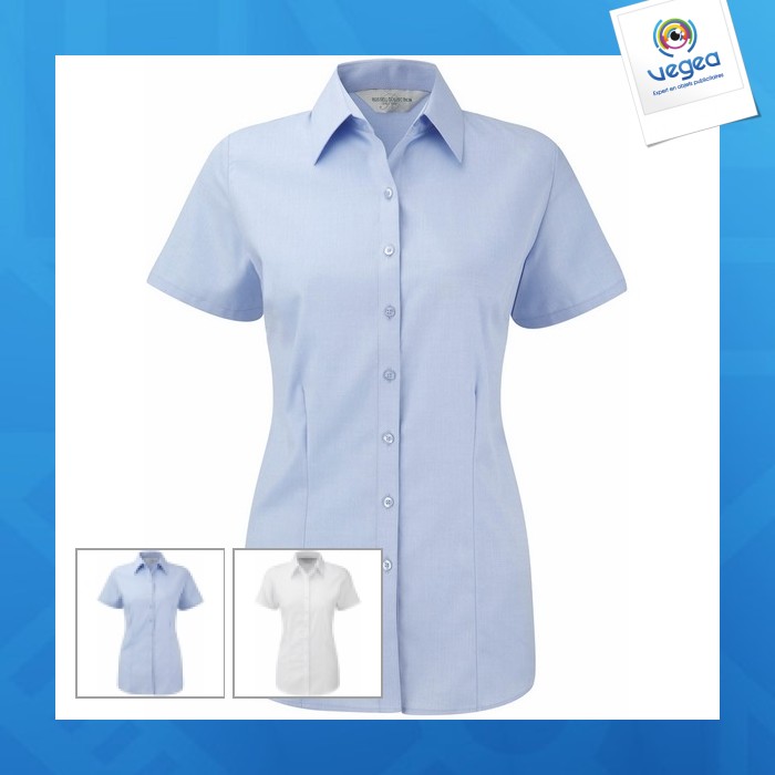 Camisa de espiga de manga corta para mujer de russell collection