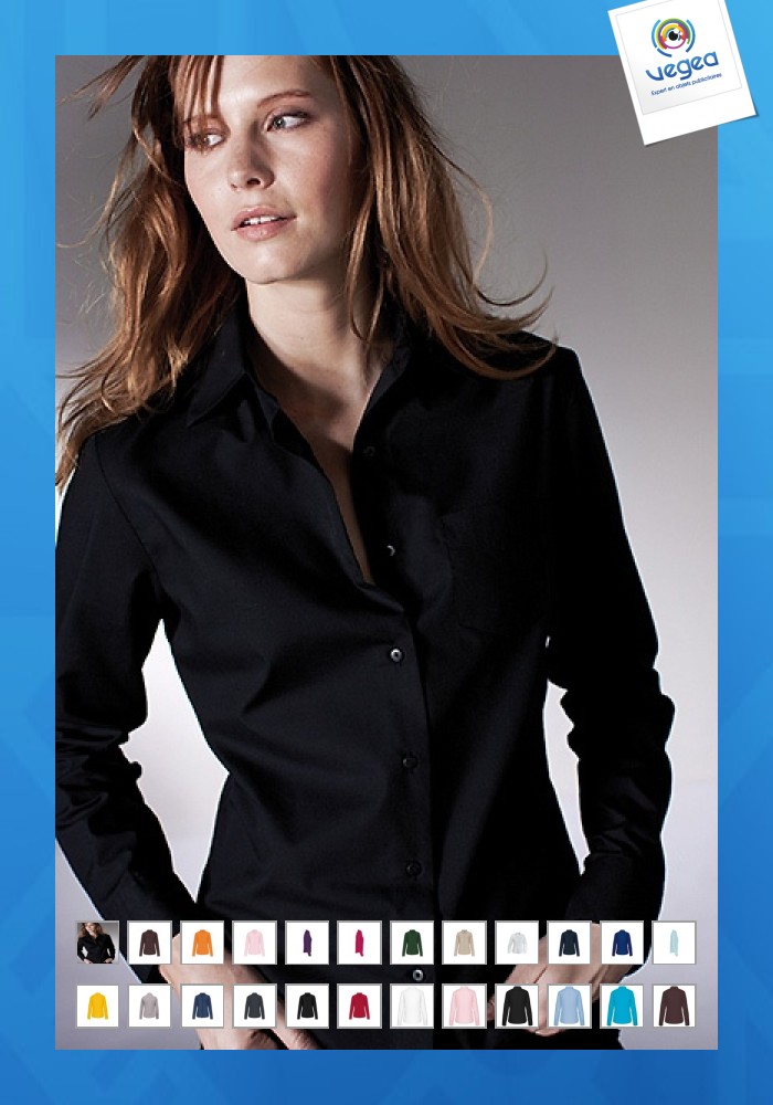 Camisa de manga larga de mujer de polialgodón jessica kariban