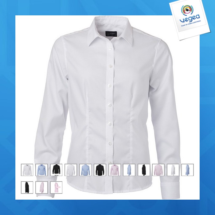 Camisa de manga larga en micro sarga para mujer - james nicholson