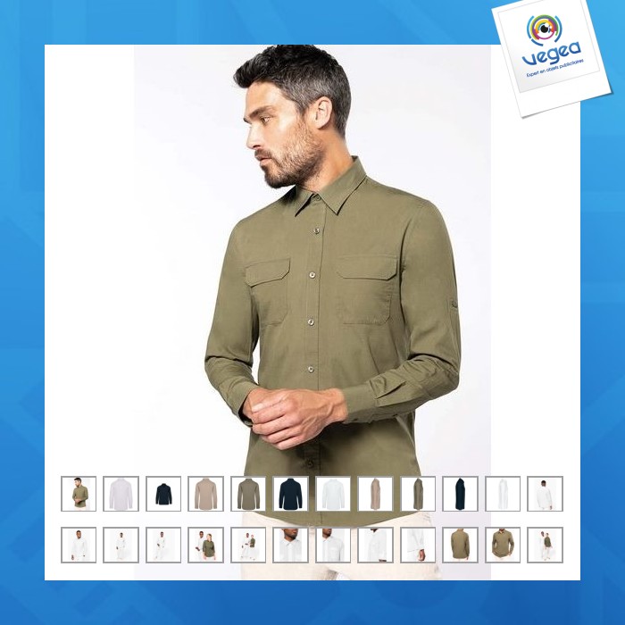 Camisa safari manga larga hombre - kariban