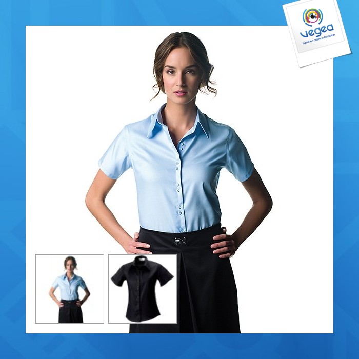 Camisa sin plancha de manga corta para mujer russell collection