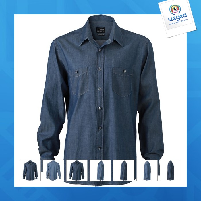 Camisa vaquera de promoción de manga larga para hombre.
