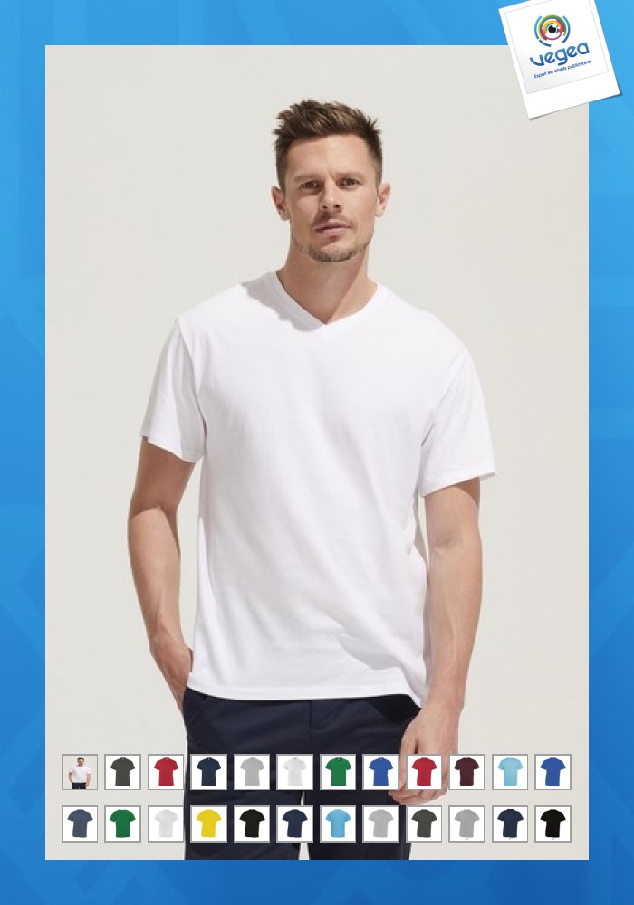 Camiseta con cuello en v, 150g de luna de la victoria.