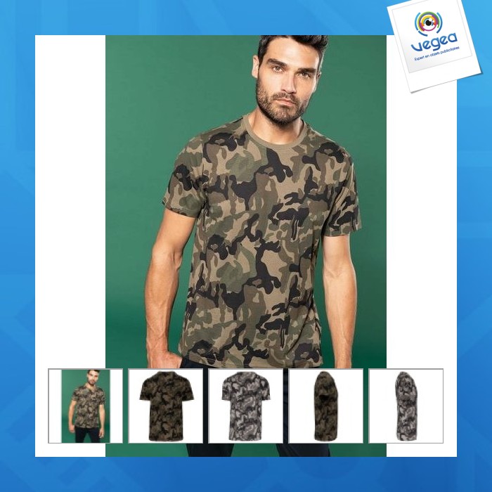 Camiseta de camuflaje de manga corta para hombre - kariban