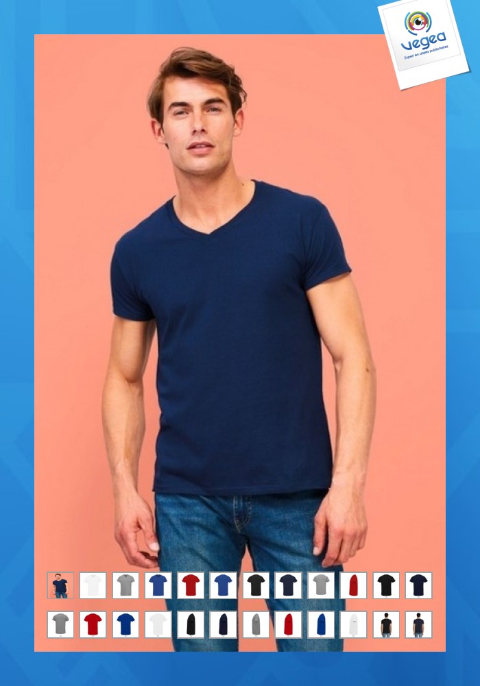 Camiseta de cuello en v de promoción imperial 180g