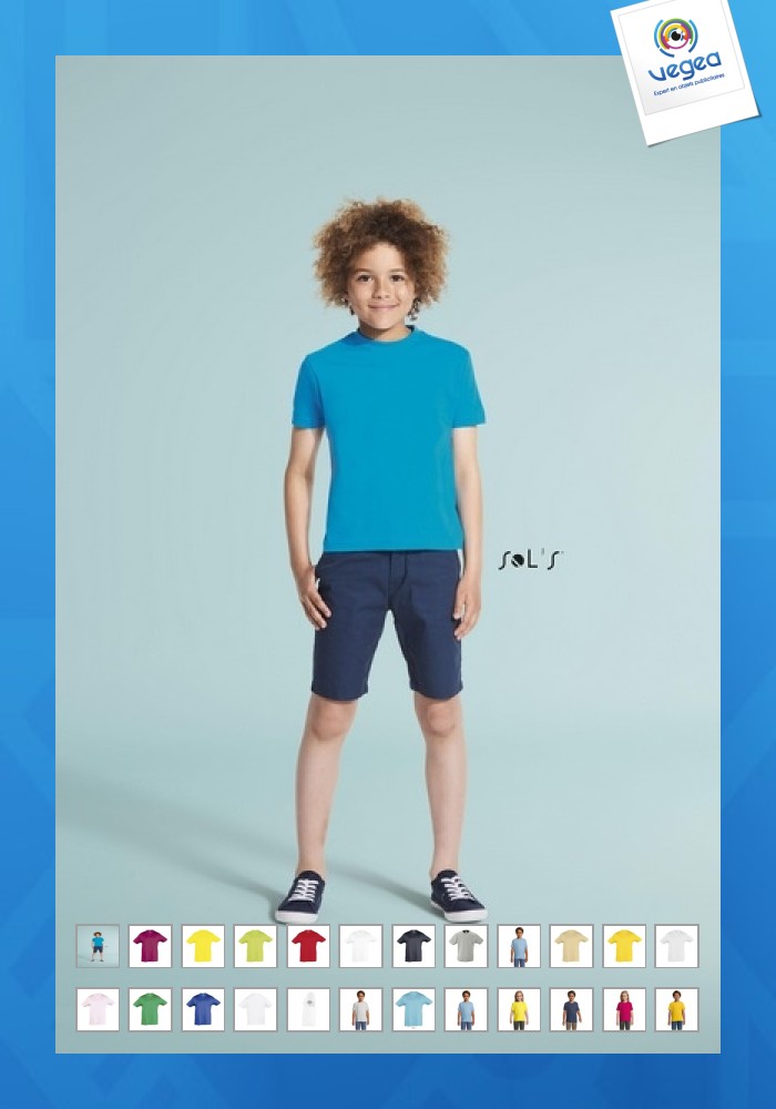 Camiseta de cuello redondo niño blanco 150 g soles - niños regentes - 11970b