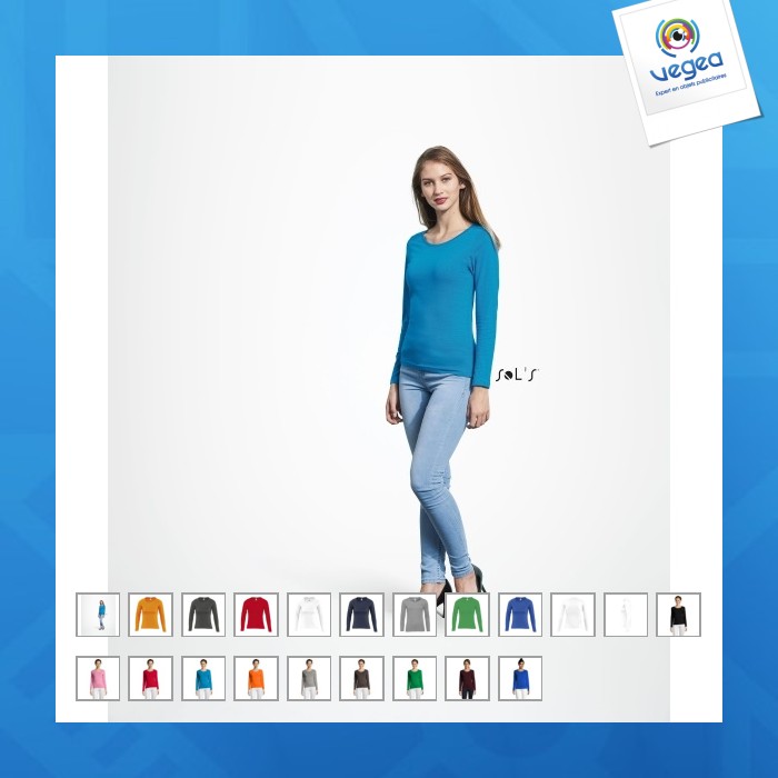 Camiseta manga larga cuello redondo mujer blanca sol's - majestic - 11425b