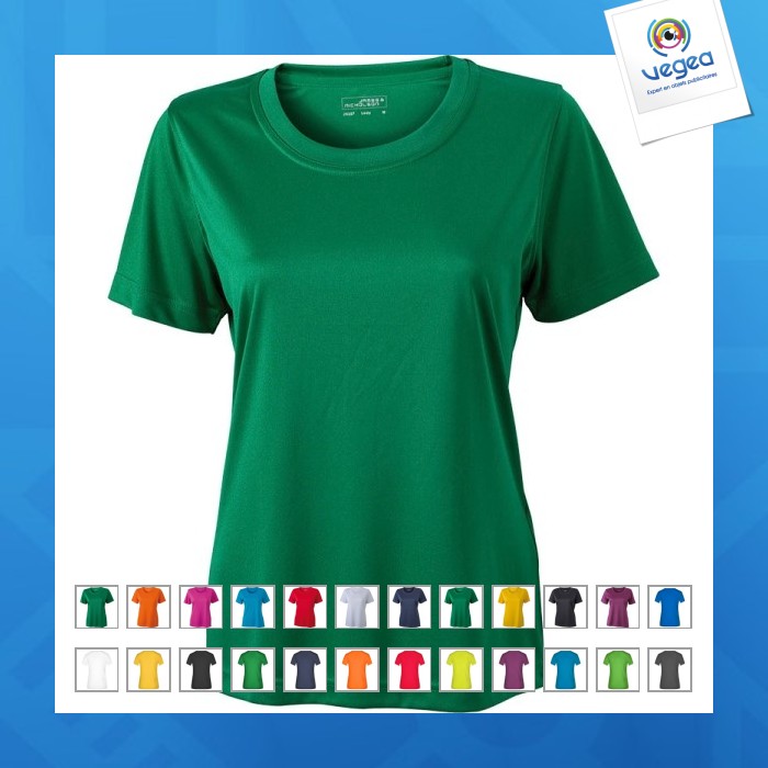 Camiseta técnica lisa de manga corta para mujer.