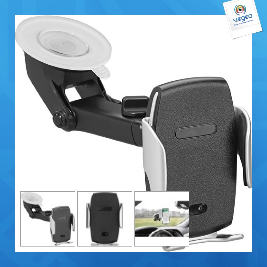 Cargador inalámbrico para coche con soporte para portátil, ventosa y sensor de movimiento para apertura automática