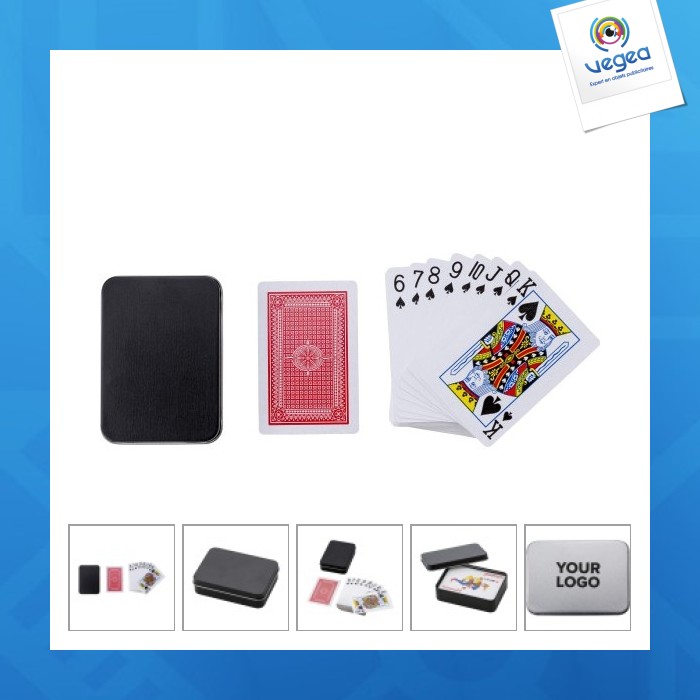 Cartes à jouer personalizables dans un étui en métal nathan