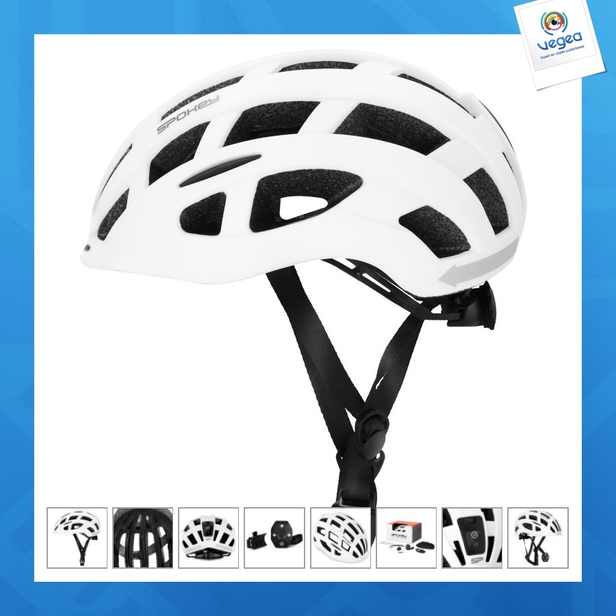 Casque de vélo de promoción avec clignotants 55-58 cm spokey p