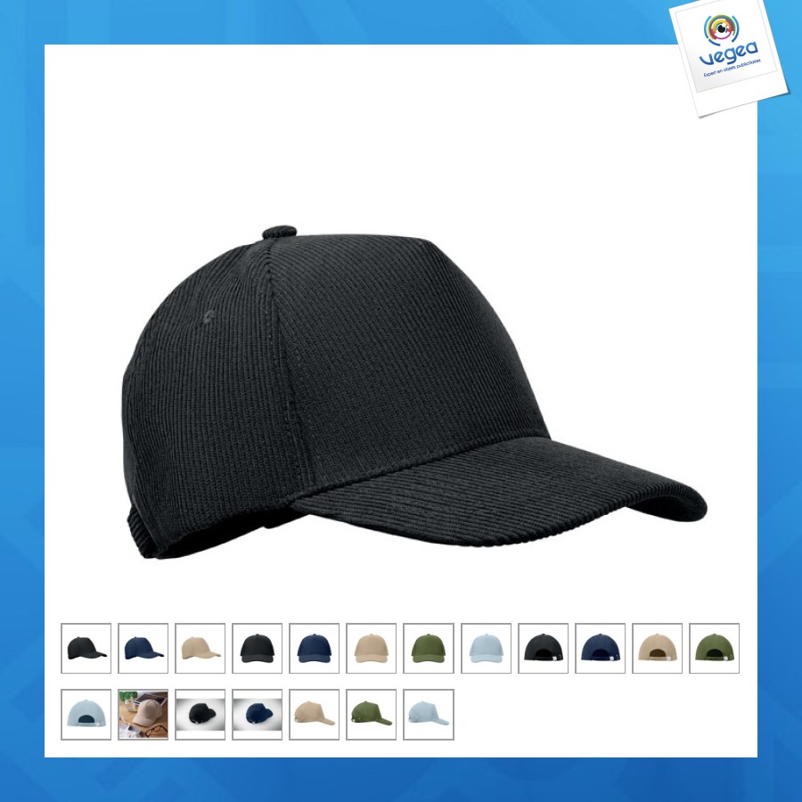 Casquette personalizable 5 pans en velours