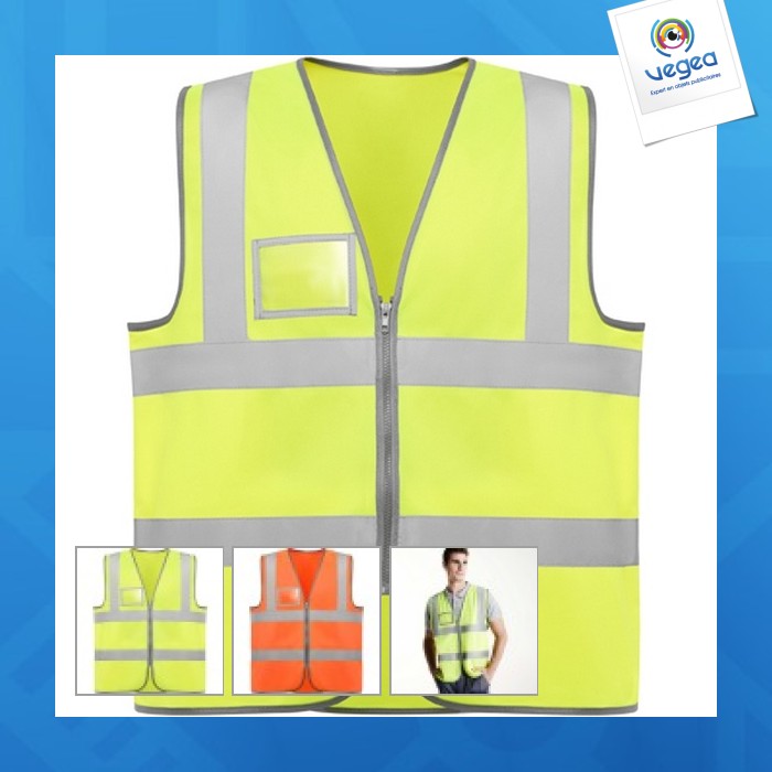 Chaleco polux de alta visibilidad con cremallera