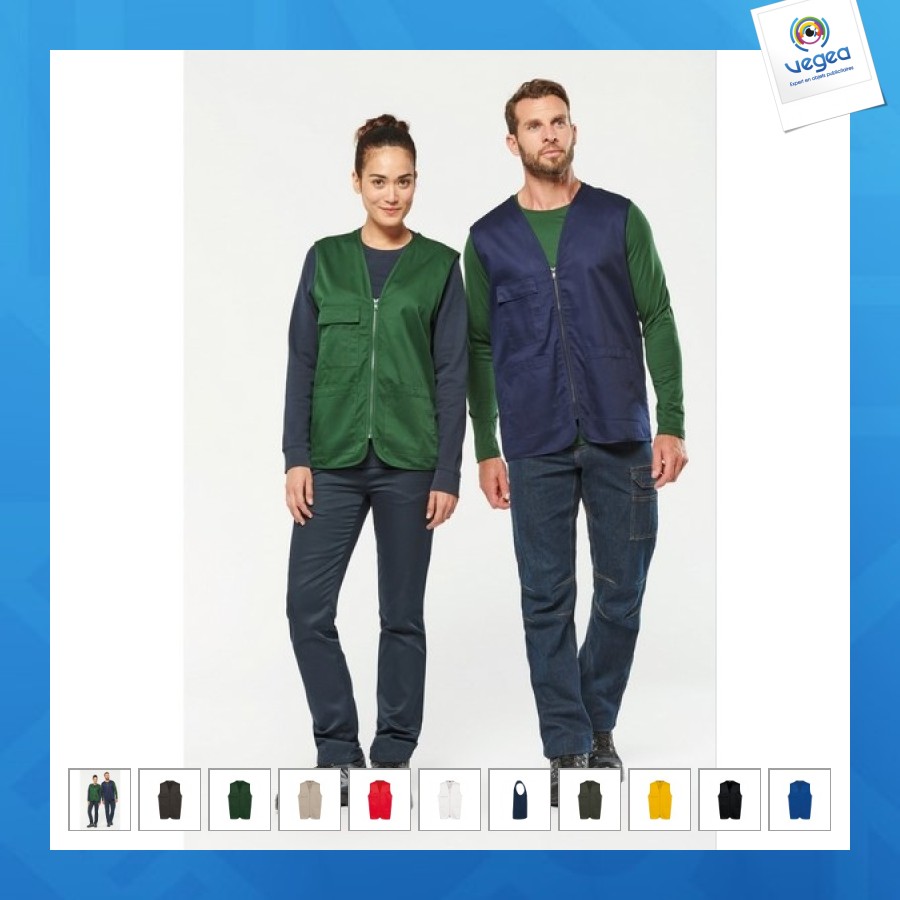 Chaleco unisex multibolsillos de polialgodón