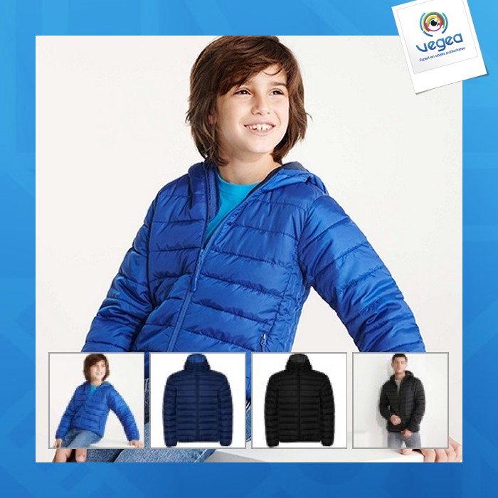 Chaqueta acolchada para hombre con relleno de plumas, capucha fija ajustable norway (tallas de niño)