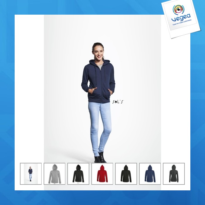 Chaqueta con capucha y cremallera para mujer 280g sol - seven women