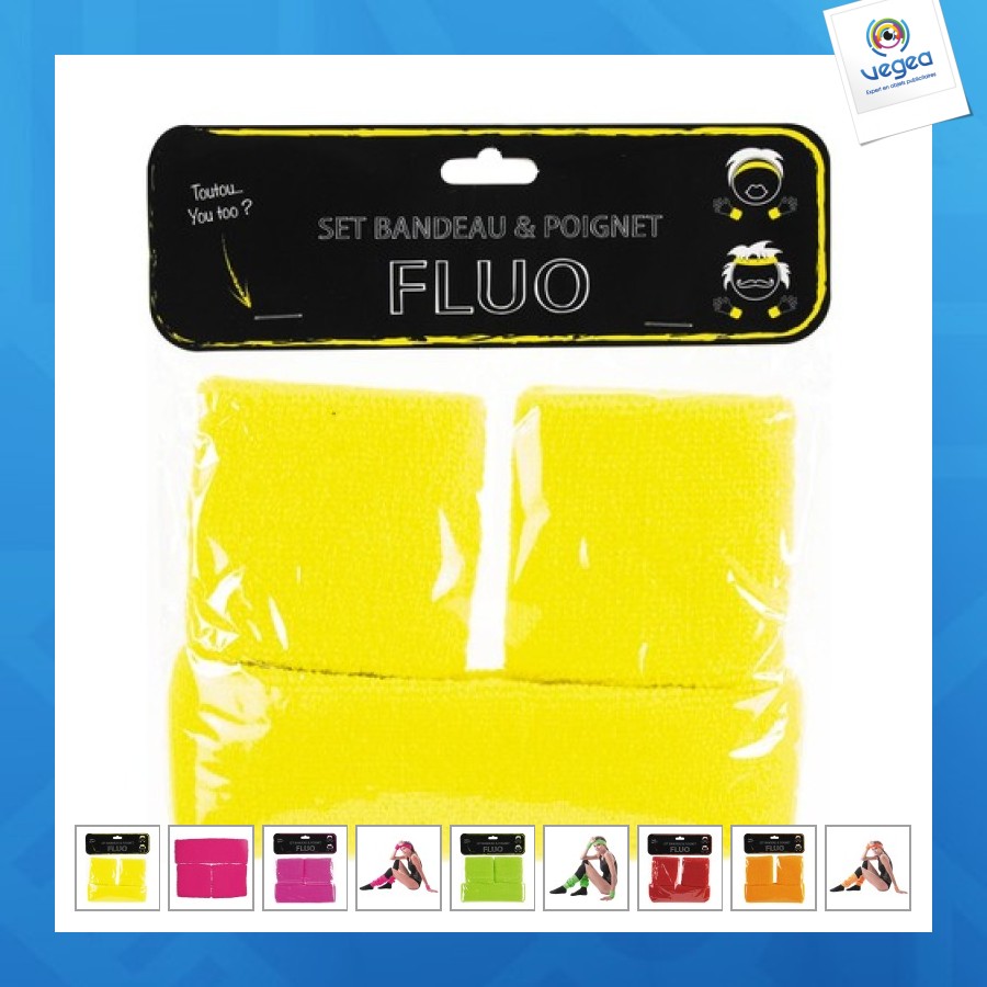 Conjunto de diadema y puño amarillo neón