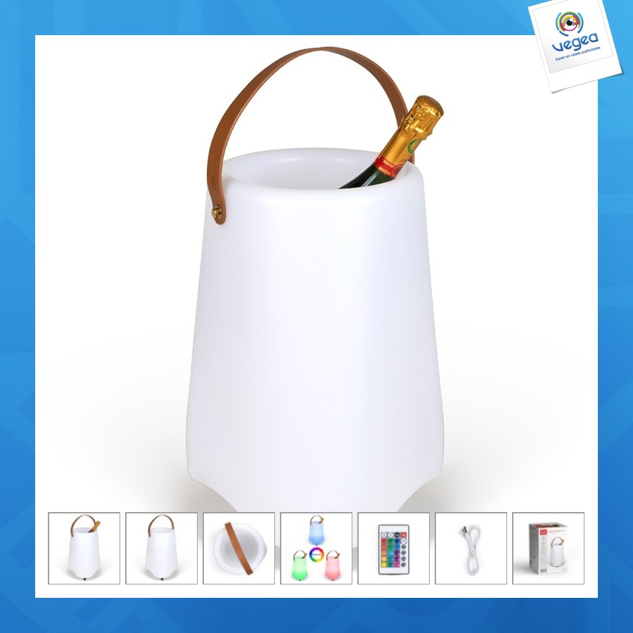 Cubo de champán personalizable iluminado