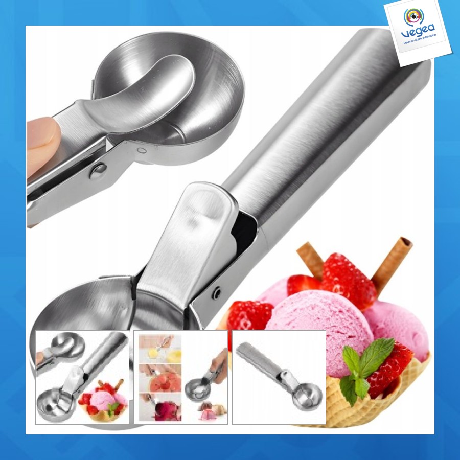 Cuillère à glace e personalizable en acier