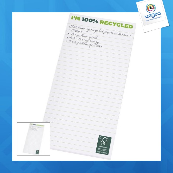 Desk-mate® bloc de notas de promoción reciclado 1/3 a4 50 hojas