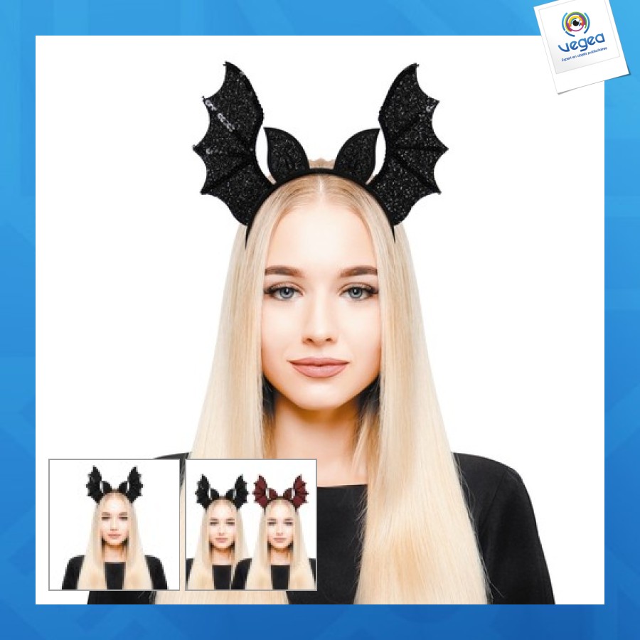 Diadema glam murciélago de lentejuelas