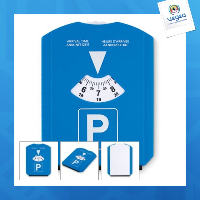 Disco de aparcamiento personalizable con rascador