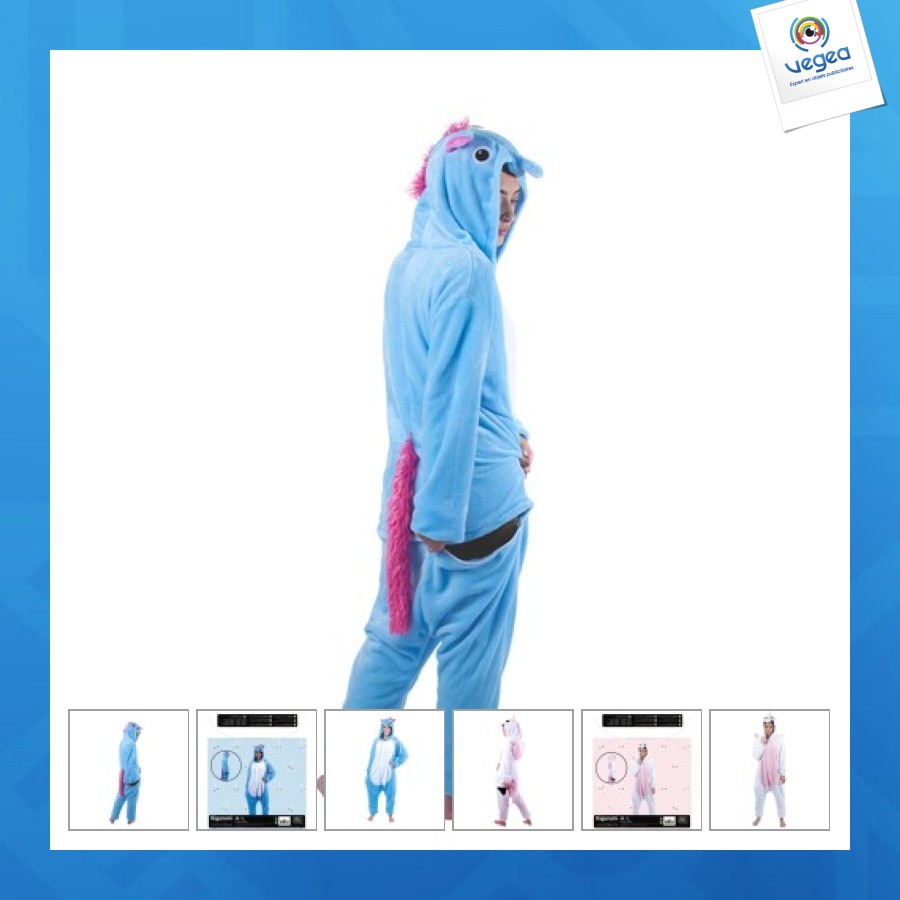 Disfraz kigurumi unicornio rosa y blanco adulto