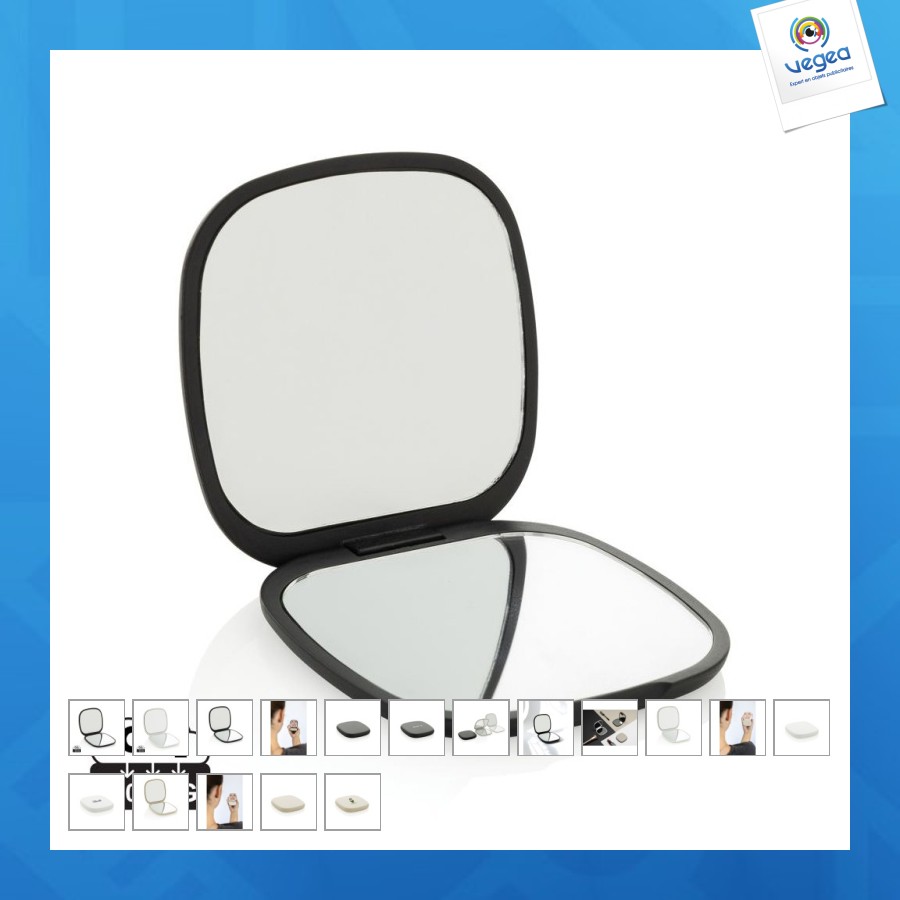Double miroir de poche personalizable en plastique recyclé rcs