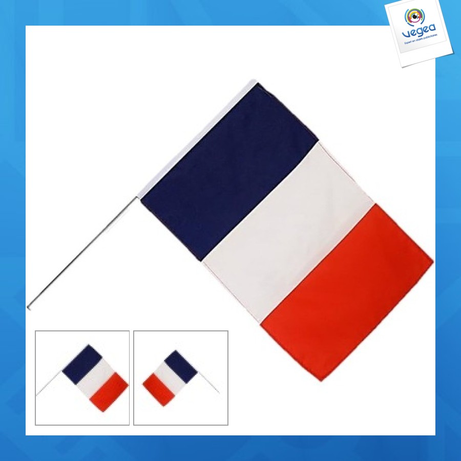Drapeau de promoción 60x90cm à agiter sur hampe plastique 90cm
