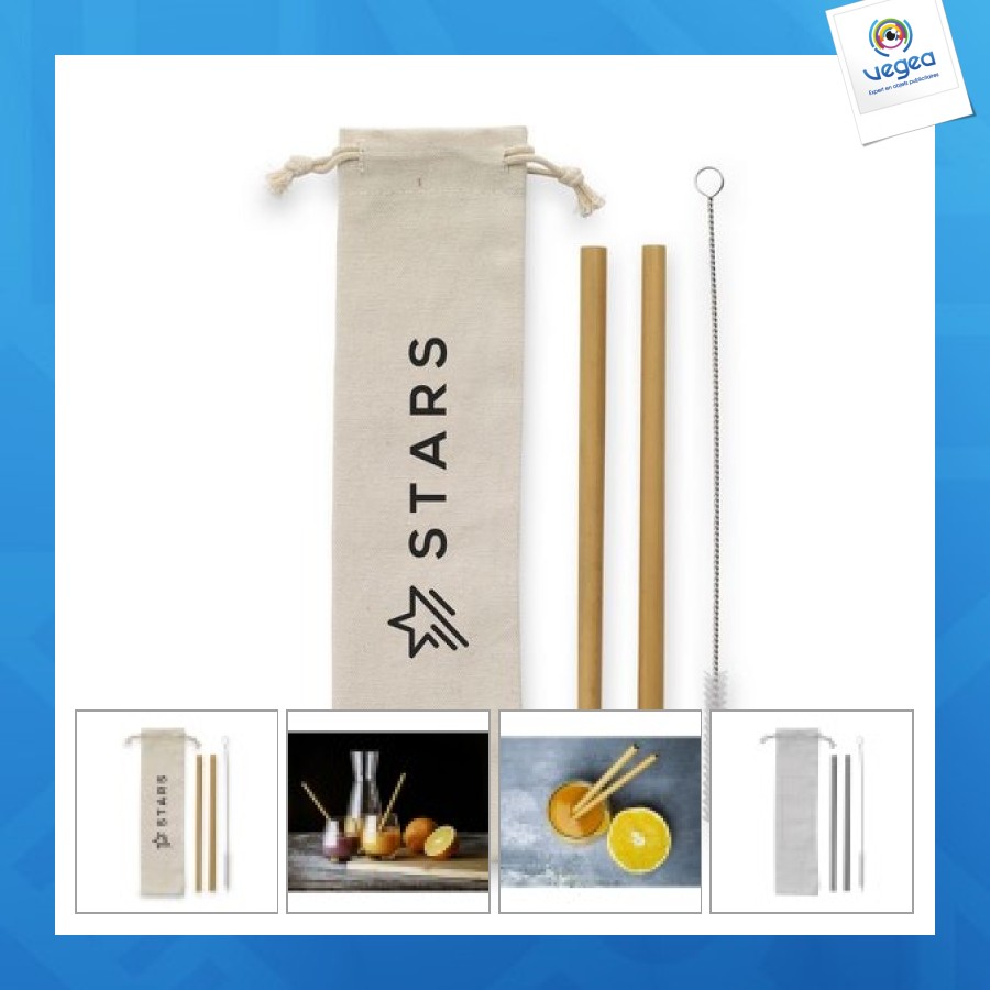 Eco bamboe straw set pailles personalizables en bambou