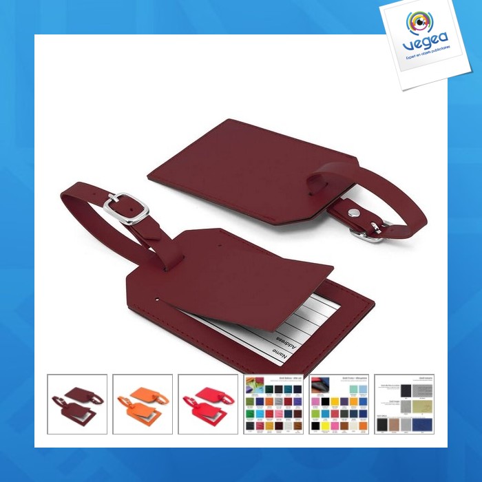 Etiquette à bagage avec volet en pu, rpet ou cuir