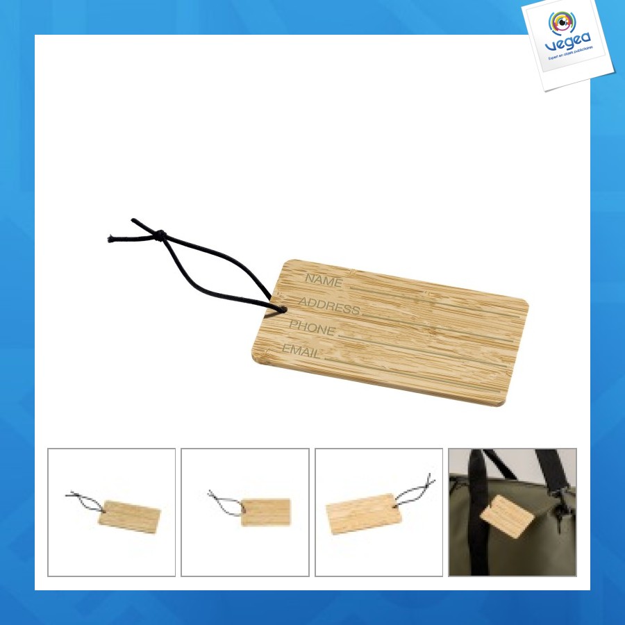 Etiquette de bagage en bambou