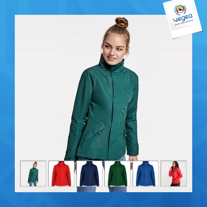 Europa woman - parka de promoción de cuello alto con cremallera inyectada tono sobre tono