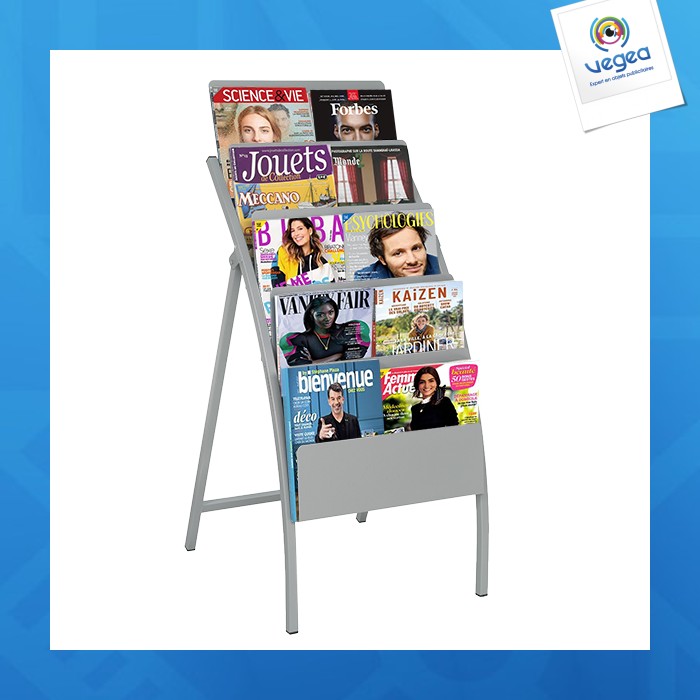Expositor plegable black-line 5 cajas gris alu