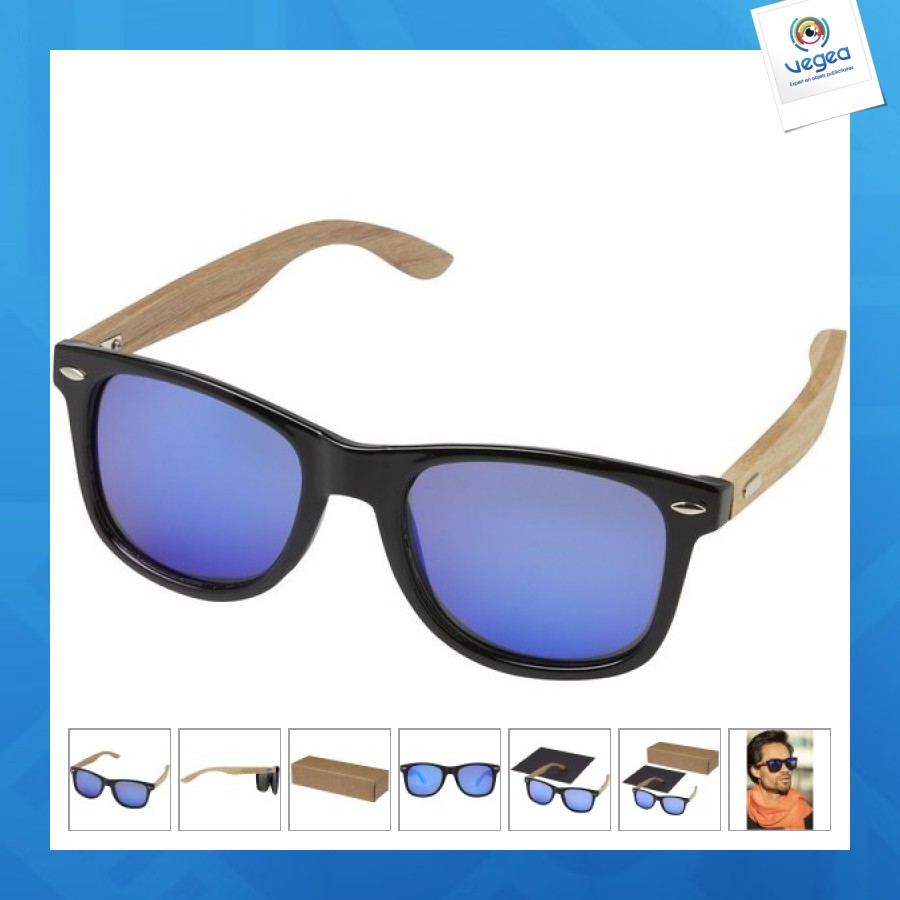 Gafas de sol polarizadas de espejo hiru de rpet/madera en estuche de regalo