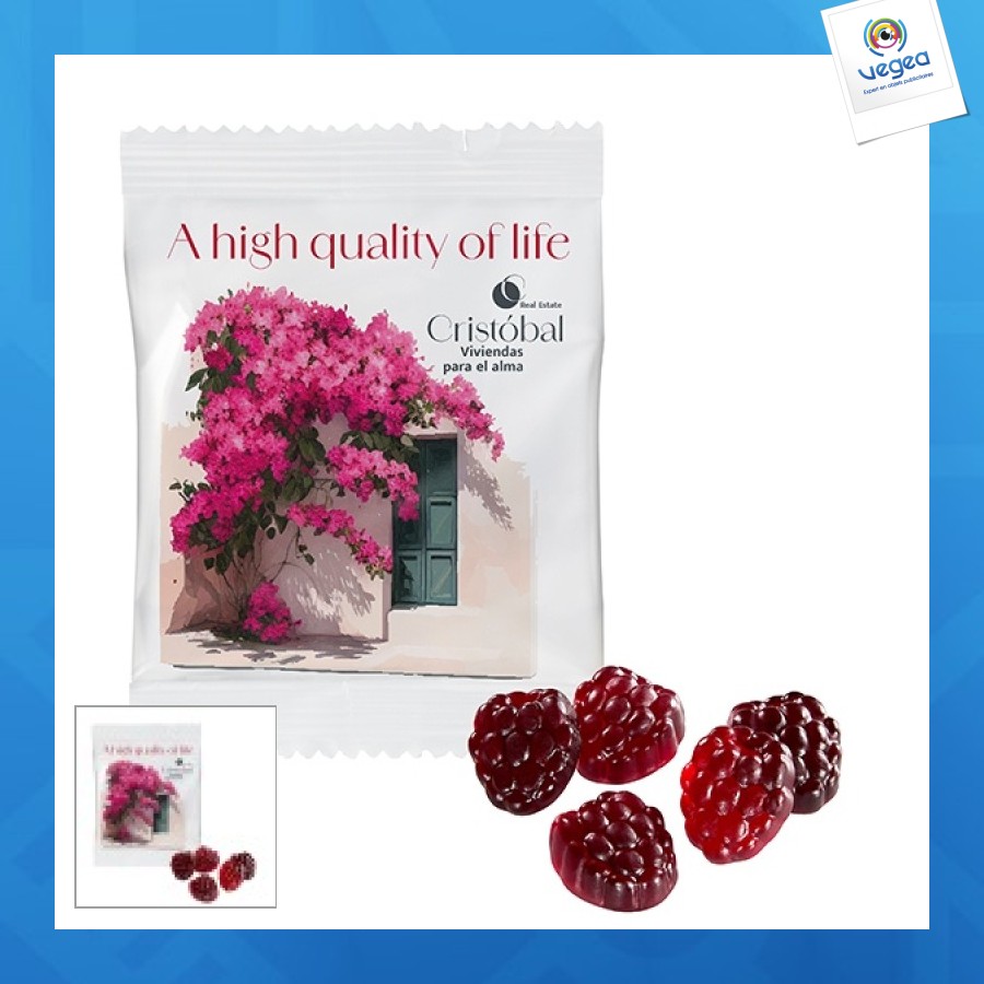 Gommes de fruits 80 % moins de sucre vegan, sachet conventionnel