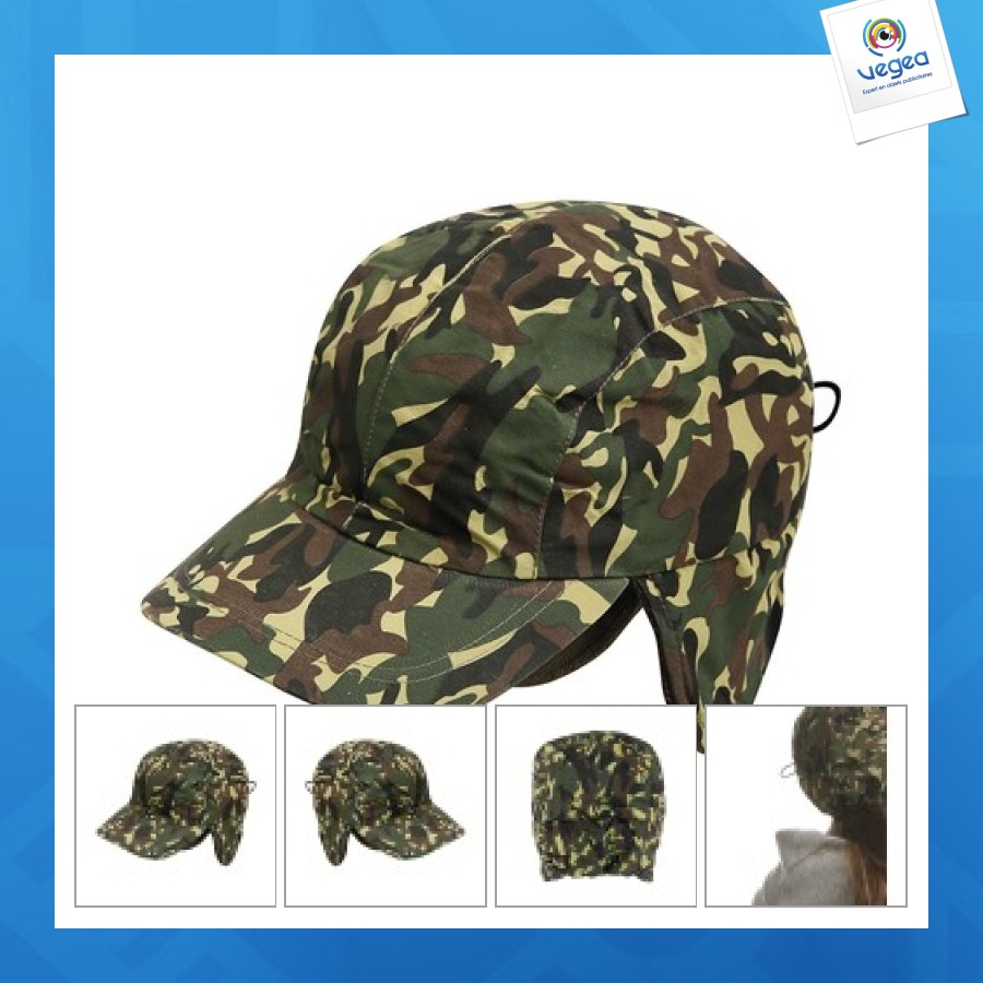Gorra de camuflaje de 4 paneles de forro polar y poliéster