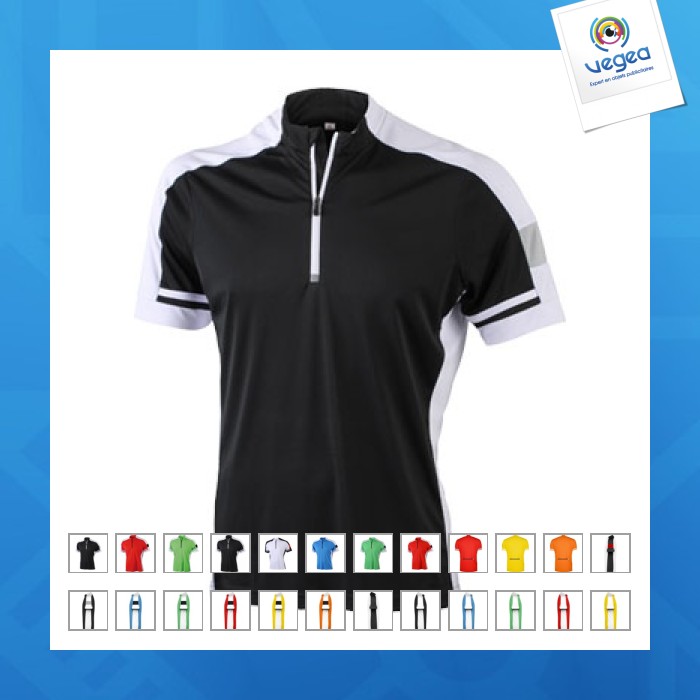 Hombre del maillot personalizable de ciclismo 1/2 cremallera james & nicholson