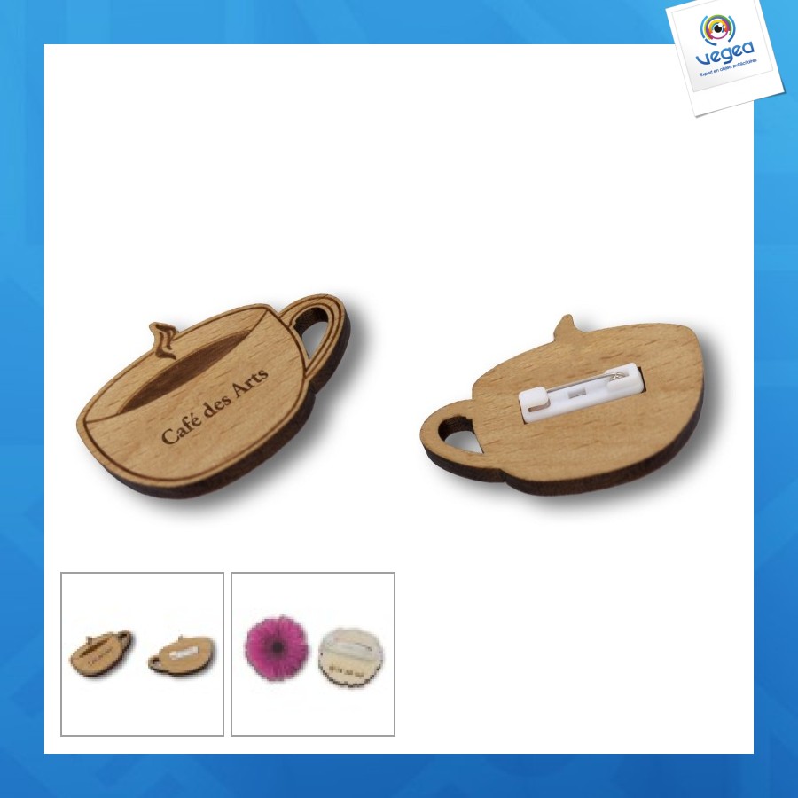 Insignia personalizable madera- badbois - impresión puht cuatricromía