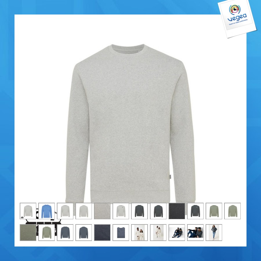 Jersey de cuello redondo de algodón reciclado sin teñir iqoniq denali